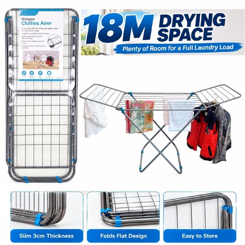Winged folding clothes airer - clothes,